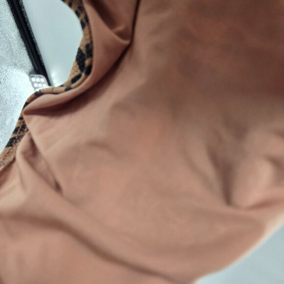 Aerie Brown Black Zebra Print One piece Front Cut-Out Swimsuit Medium - Picture 6 of 8